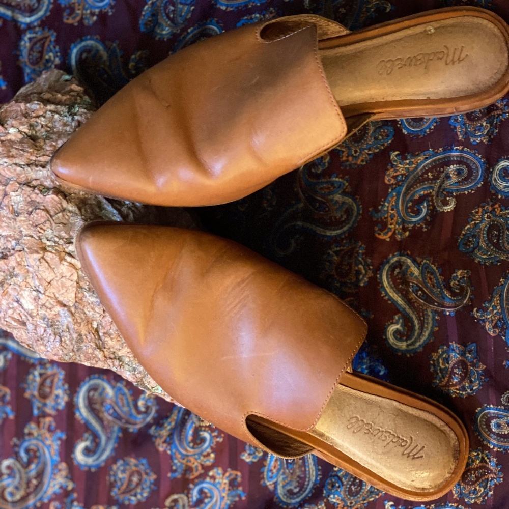 Madewell Brown Leather Mule Slides
